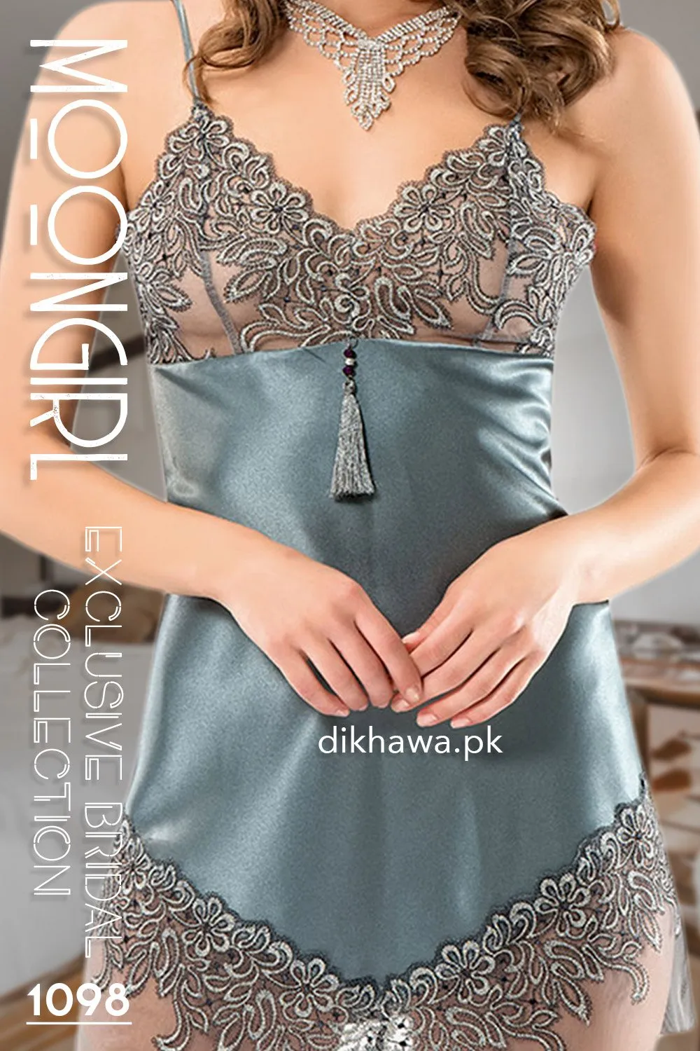 Moongirl - Exclusive Bridal 2Pc Short Nighty Wedding Honeymoon Nighty Set 1098 - Turkish Brand