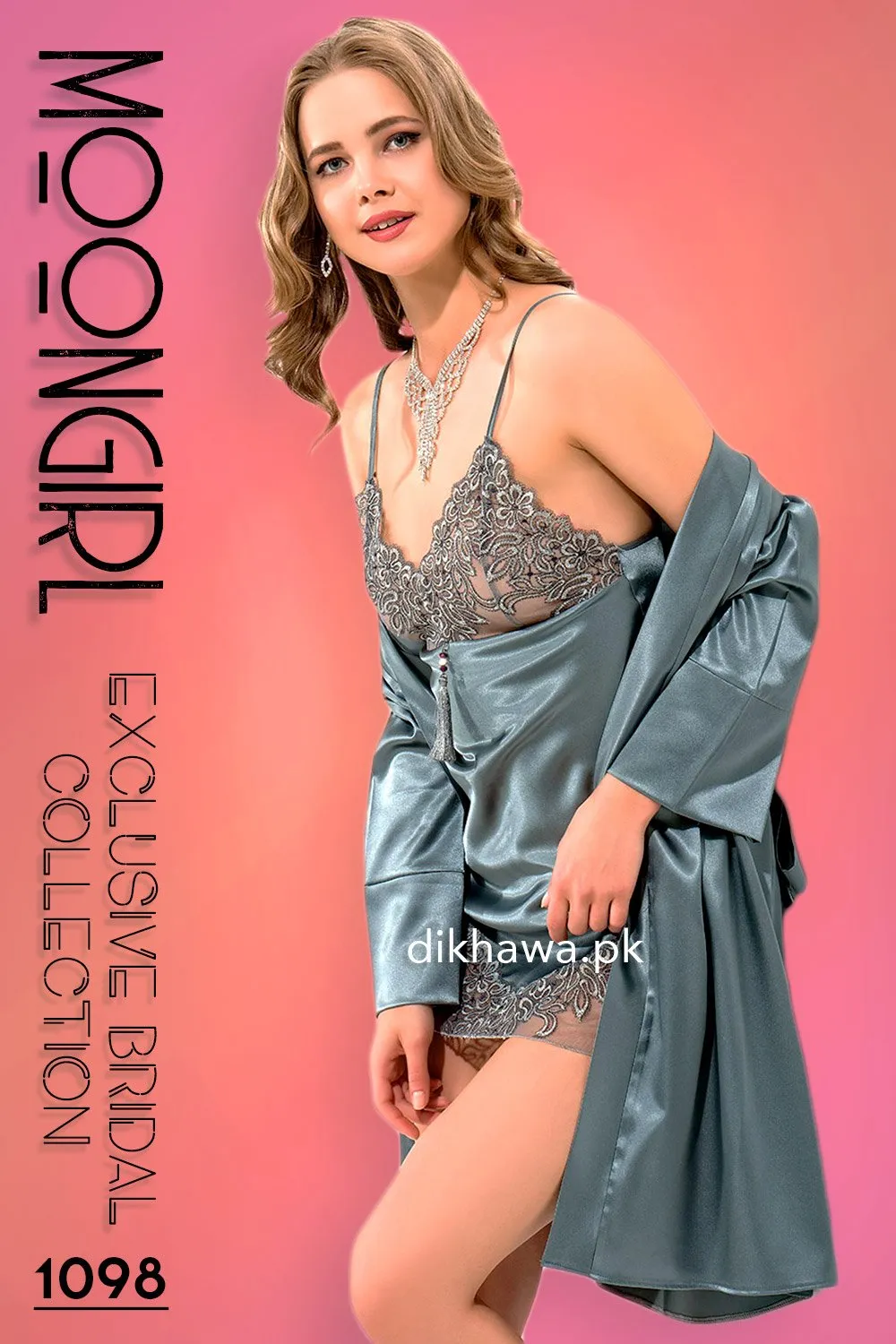 Moongirl - Exclusive Bridal 2Pc Short Nighty Wedding Honeymoon Nighty Set 1098 - Turkish Brand