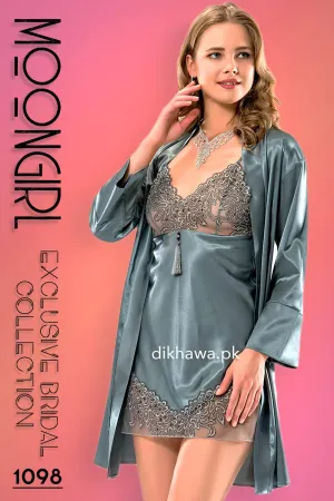 Moongirl - Exclusive Bridal 2Pc Short Nighty Wedding Honeymoon Nighty Set 1098 - Turkish Brand