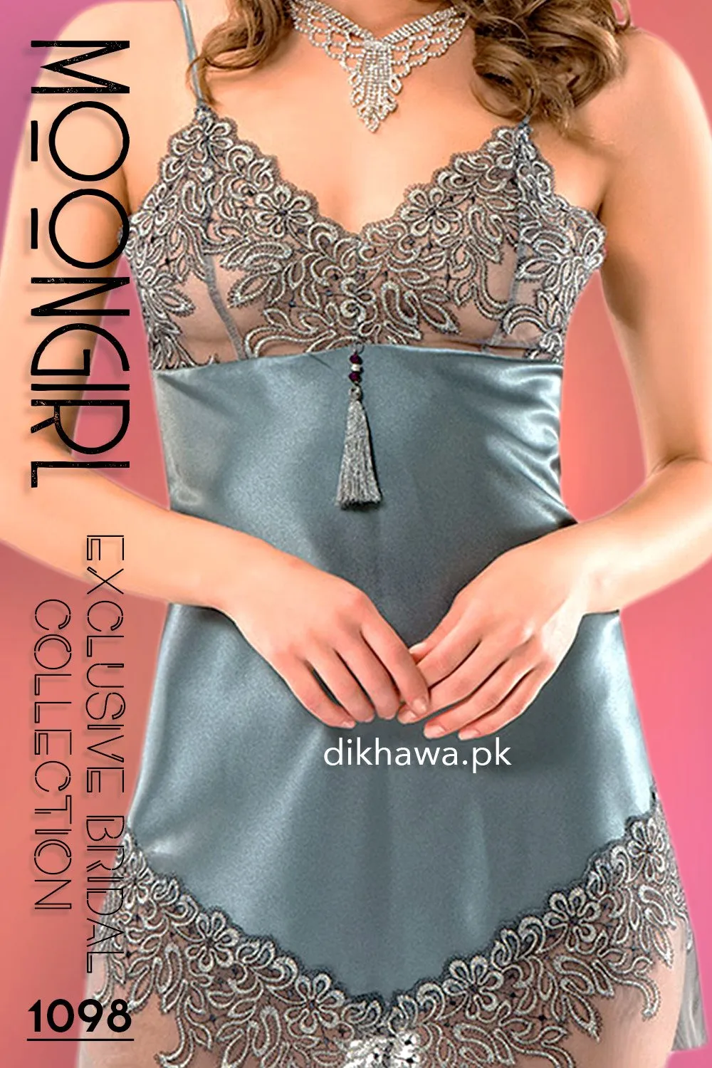 Moongirl - Exclusive Bridal 2Pc Short Nighty Wedding Honeymoon Nighty Set 1098 - Turkish Brand