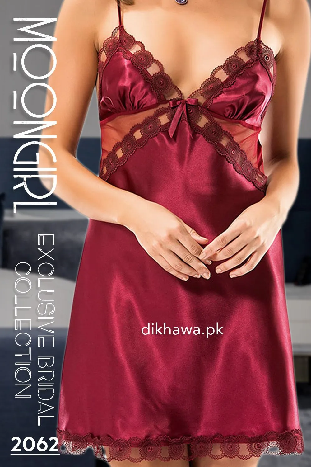 Moongirl - Exclusive Bridal 2Pc Short Nighty Wedding Honeymoon Nighty Set 2062 - Turkish Brand