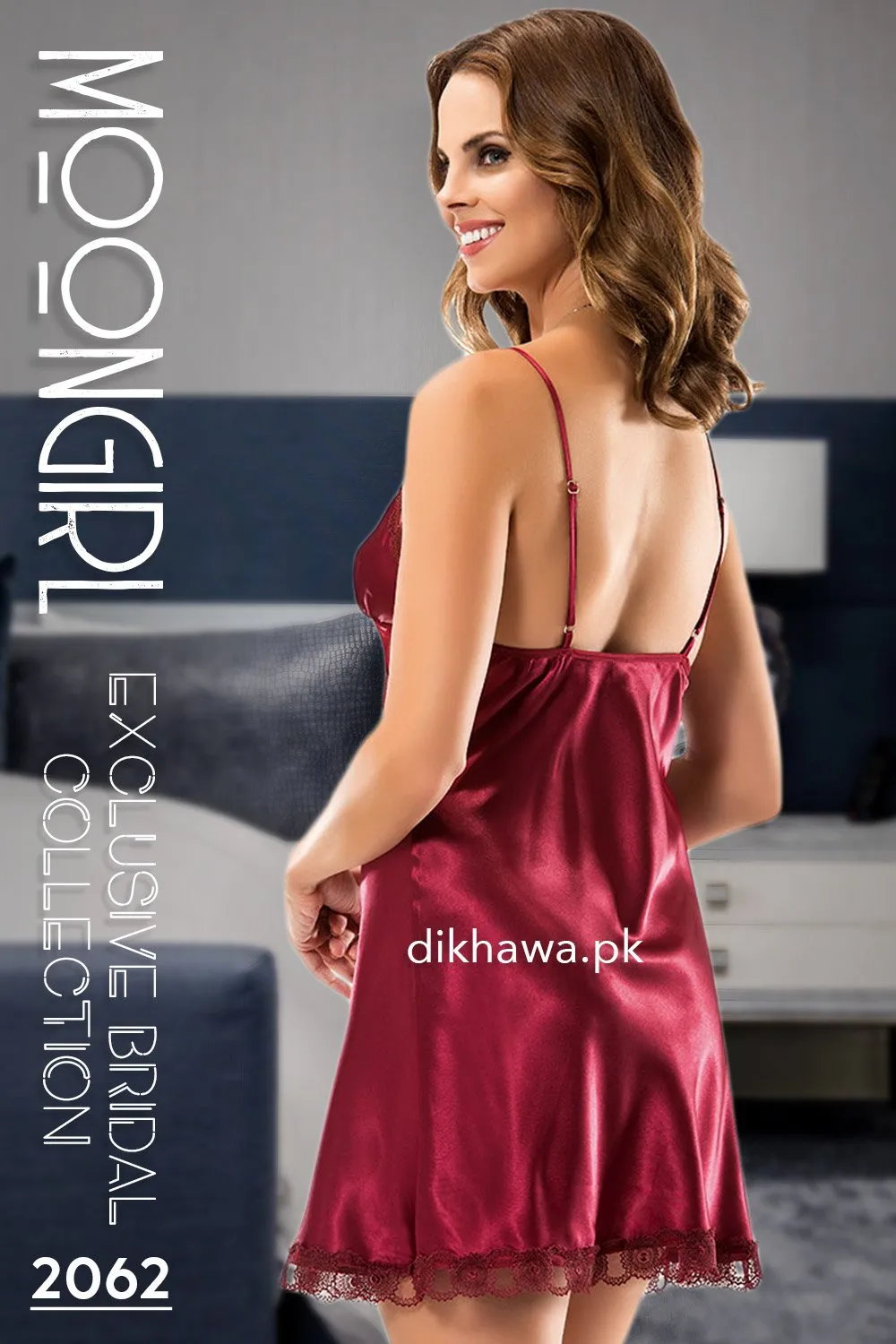 Moongirl - Exclusive Bridal 2Pc Short Nighty Wedding Honeymoon Nighty Set 2062 - Turkish Brand