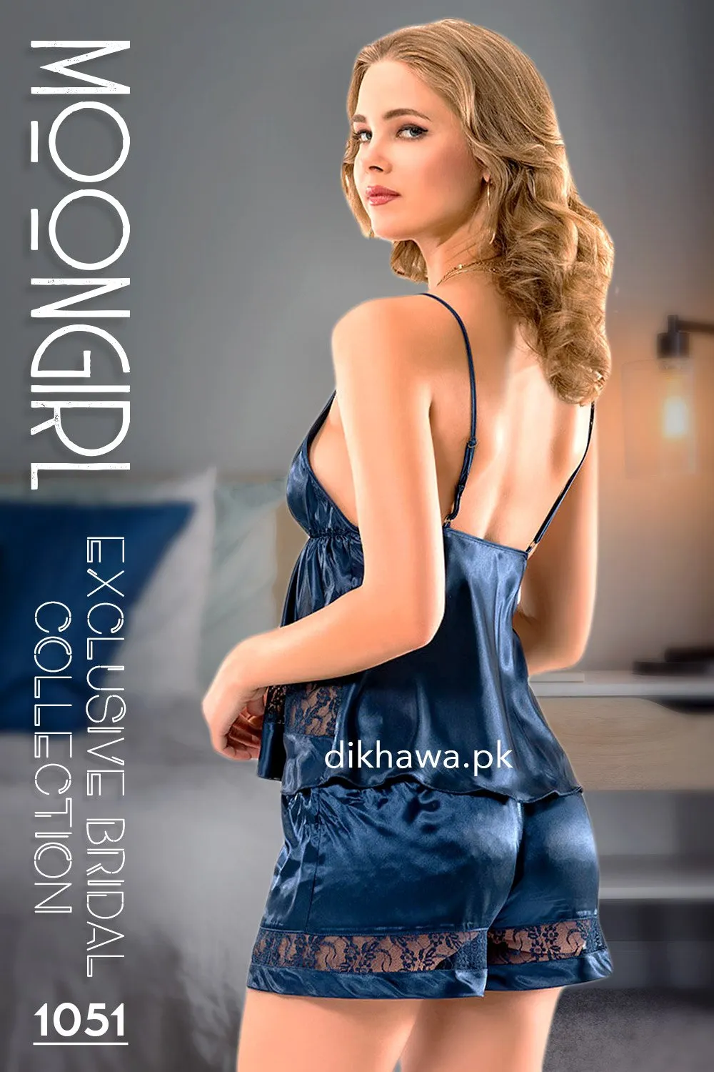 Moongirl - Exclusive Bridal Wedding Honeymoon 2Pc Short Nighty Cami Set 1051 - Turkish Brand