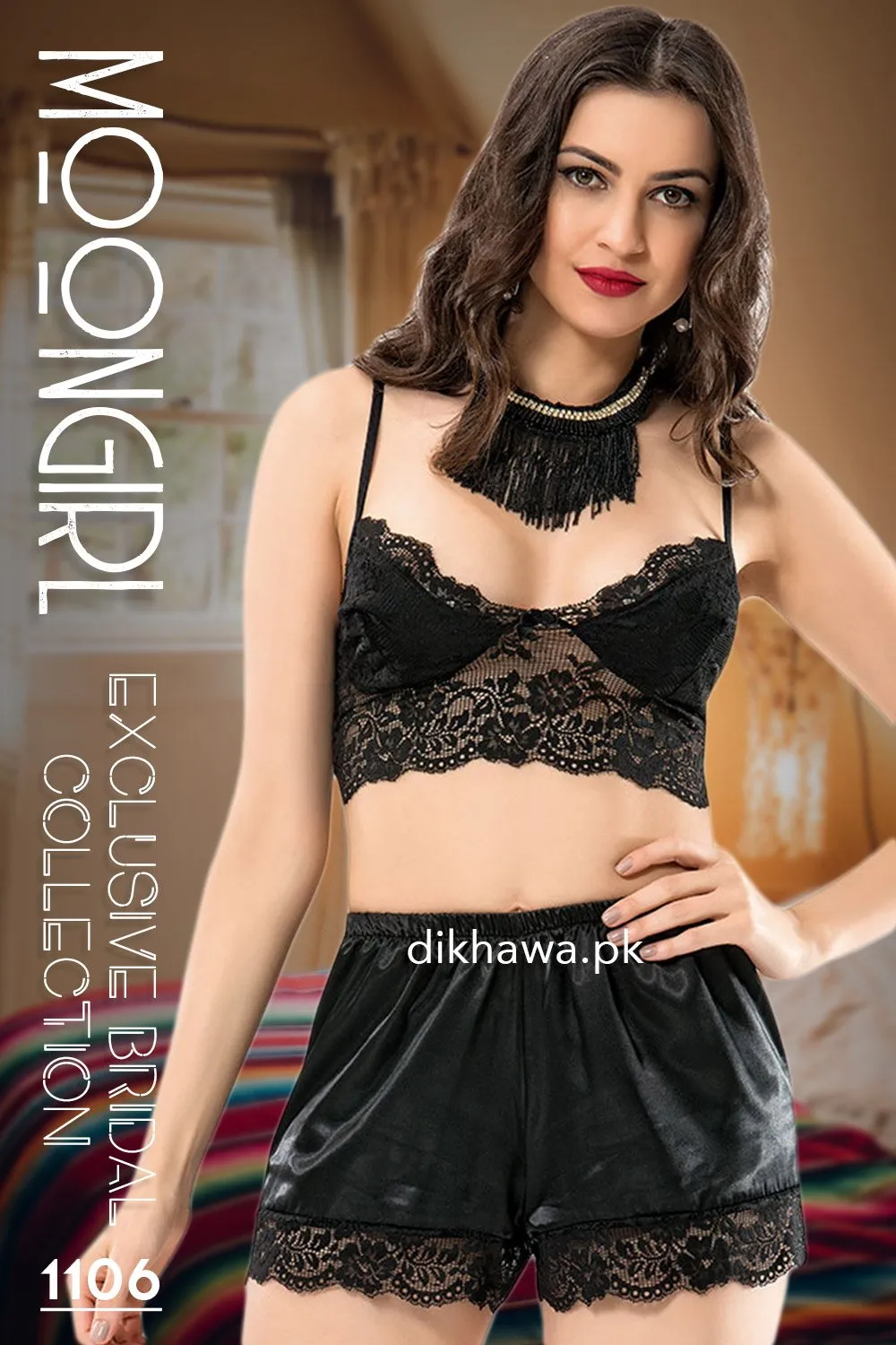 Moongirl - Exclusive Bridal Wedding Honeymoon 3Pc Short Nighty Cami Set 1106 - Turkish Brand