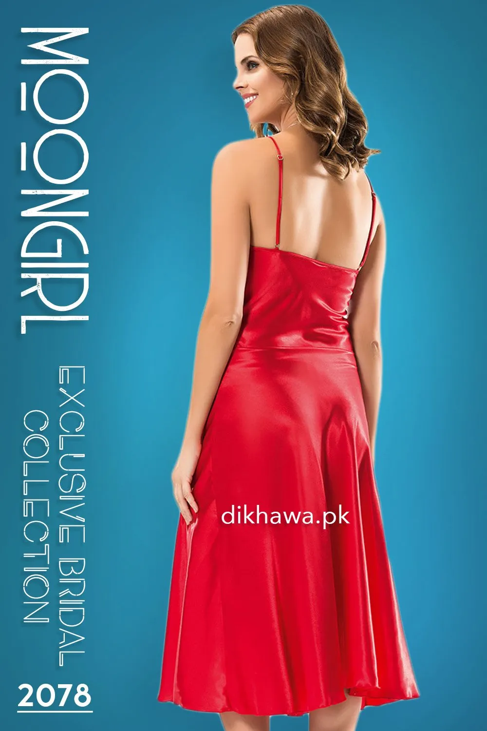 Moongirl - Exclusive Bridal Wedding Nightwear 2Pc Long Nighty Set with Robe 2078 - Turkish Brand