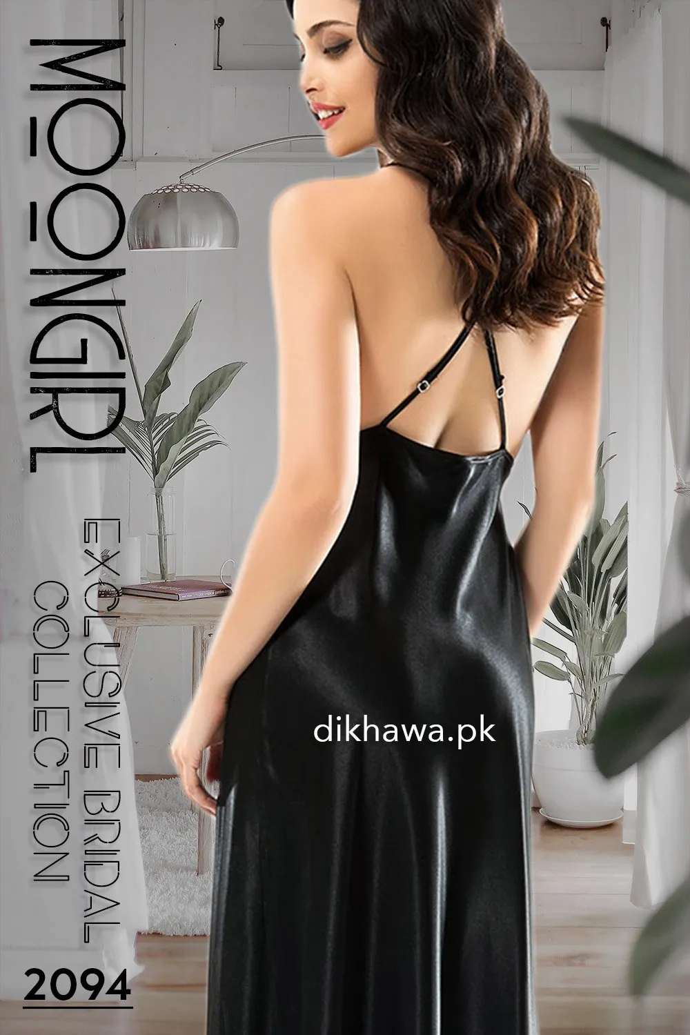 Moongirl - Exclusive Bridal Wedding Nightwear 2Pc Long Nighty Set with Robe 2094 - Turkish Brand