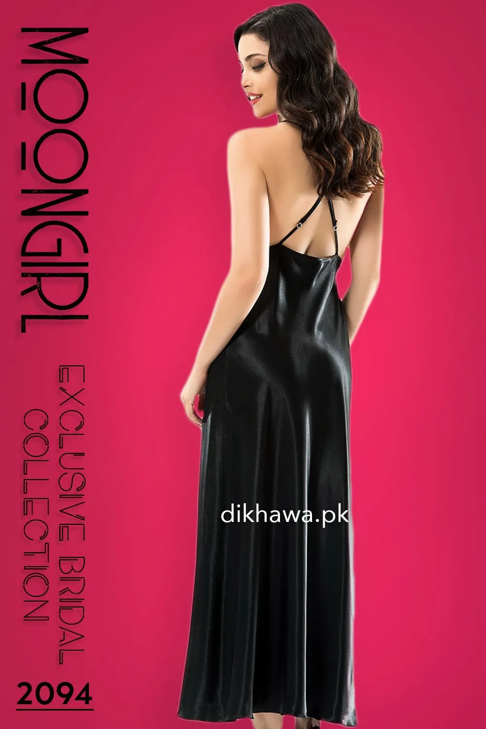 Moongirl - Exclusive Bridal Wedding Nightwear 2Pc Long Nighty Set with Robe 2094 - Turkish Brand