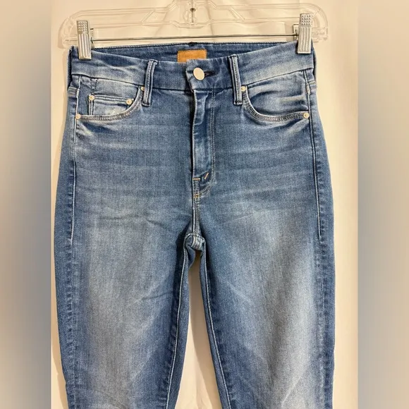 Mother “Looker Ankle Fray” Mid Rise Skinny Jeans In Birds Of Paradise Wash Sz 24