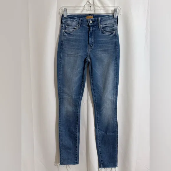 Mother “Looker Ankle Fray” Mid Rise Skinny Jeans In Birds Of Paradise Wash Sz 24
