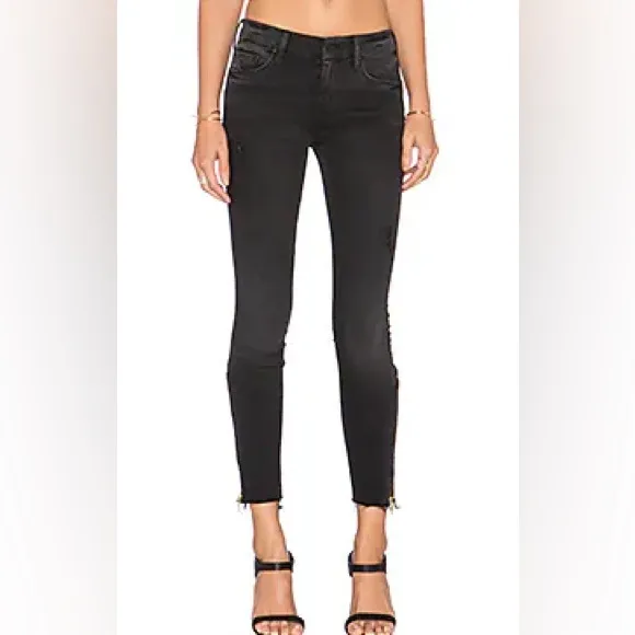 Mother Looker zip fray Jeans shade wait‎ until dark black size US 25