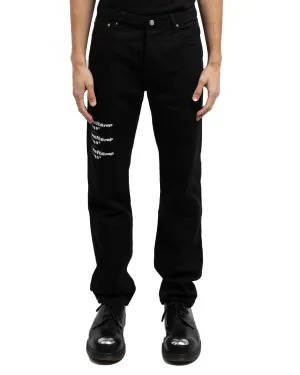 MSFTSrep Logo-Print Straight Leg Jeans Black