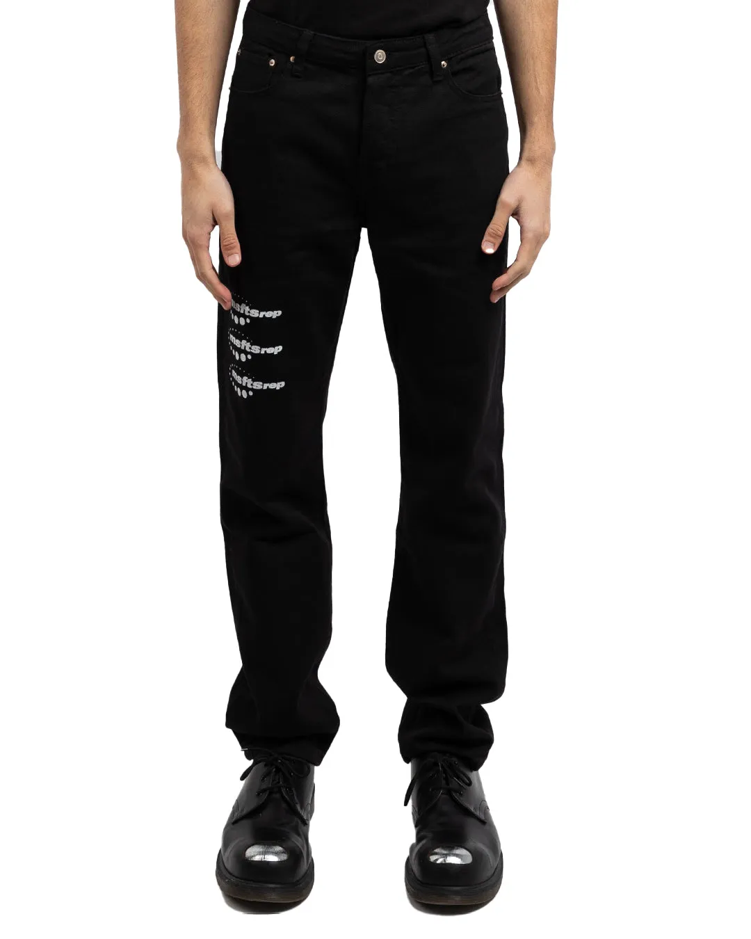 MSFTSrep Logo-Print Straight Leg Jeans Black