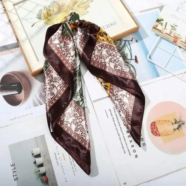 Multi-Functional Square Silk Scarf 60*60cm Headband Hairbands Hair Hoop Accessories For Women,Girl,Lady Head Neck Satin Scarf Handkerchief