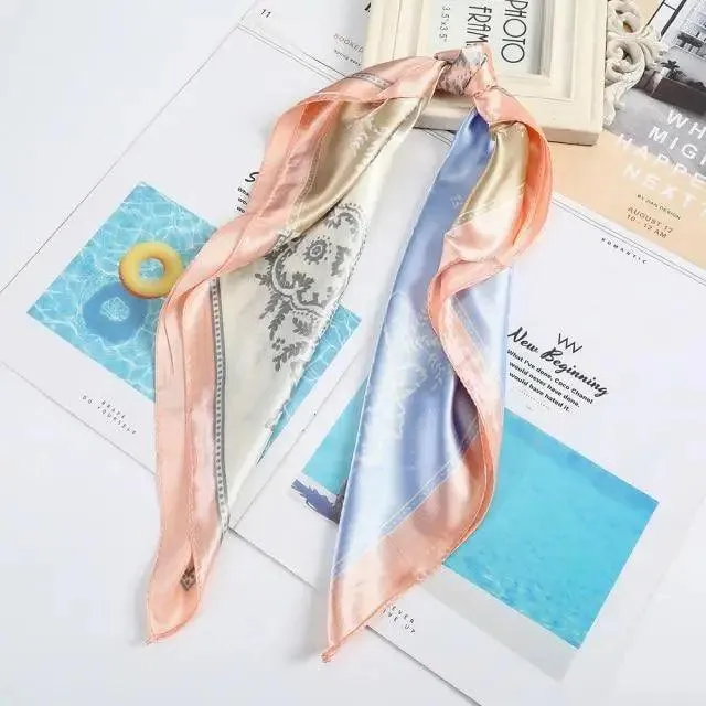 Multi-Functional Square Silk Scarf 60*60cm Headband Hairbands Hair Hoop Accessories For Women,Girl,Lady Head Neck Satin Scarf Handkerchief