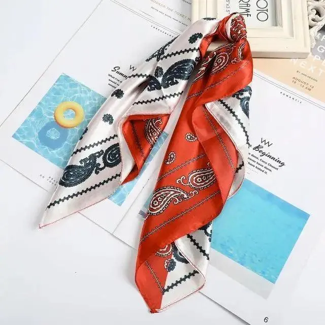 Multi-Functional Square Silk Scarf 60*60cm Headband Hairbands Hair Hoop Accessories For Women,Girl,Lady Head Neck Satin Scarf Handkerchief