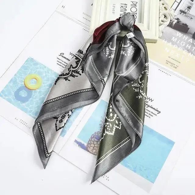 Multi-Functional Square Silk Scarf 60*60cm Headband Hairbands Hair Hoop Accessories For Women,Girl,Lady Head Neck Satin Scarf Handkerchief