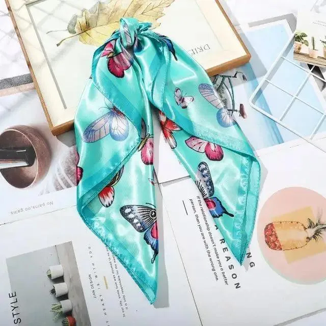 Multi-Functional Square Silk Scarf 60*60cm Headband Hairbands Hair Hoop Accessories For Women,Girl,Lady Head Neck Satin Scarf Handkerchief