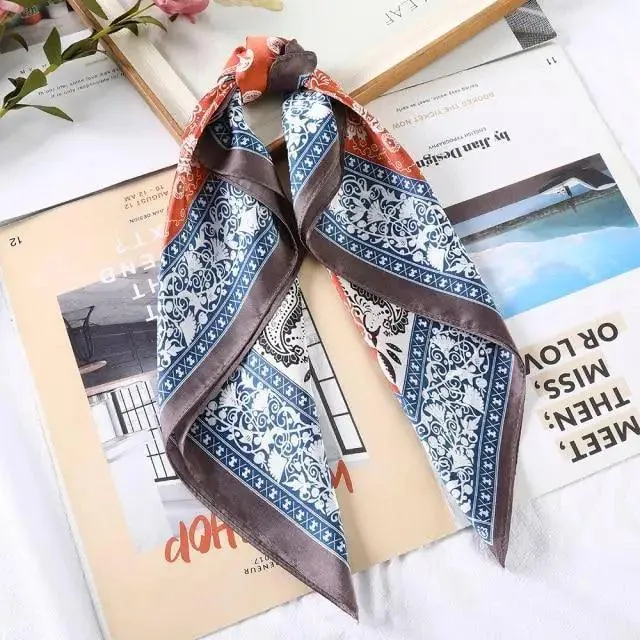 Multi-Functional Square Silk Scarf 60*60cm Headband Hairbands Hair Hoop Accessories For Women,Girl,Lady Head Neck Satin Scarf Handkerchief