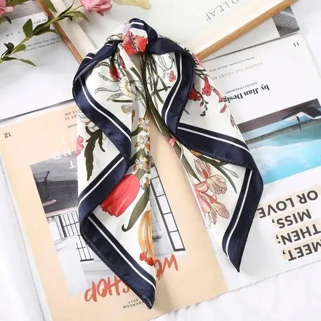 Multi-Functional Square Silk Scarf 60*60cm Headband Hairbands Hair Hoop Accessories For Women,Girl,Lady Head Neck Satin Scarf Handkerchief