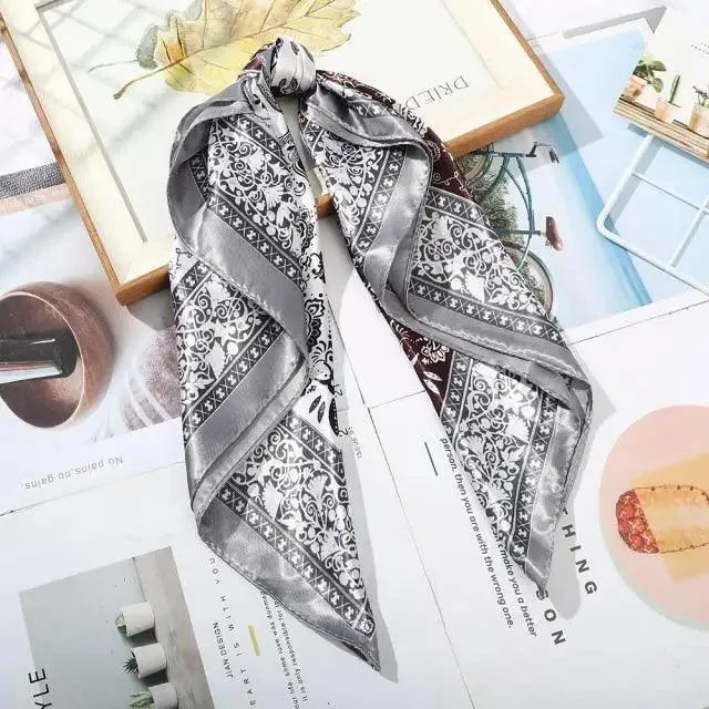 Multi-Functional Square Silk Scarf 60*60cm Headband Hairbands Hair Hoop Accessories For Women,Girl,Lady Head Neck Satin Scarf Handkerchief