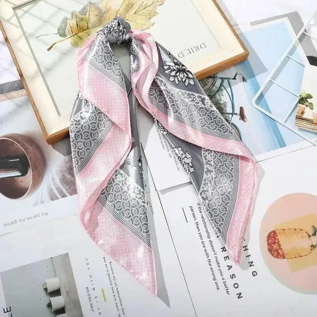 Multi-Functional Square Silk Scarf 60*60cm Headband Hairbands Hair Hoop Accessories For Women,Girl,Lady Head Neck Satin Scarf Handkerchief
