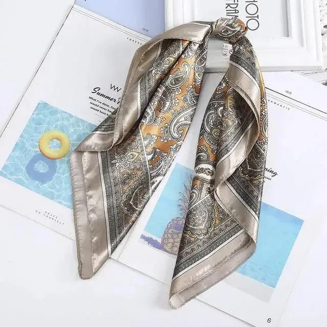 Multi-Functional Square Silk Scarf 60*60cm Headband Hairbands Hair Hoop Accessories For Women,Girl,Lady Head Neck Satin Scarf Handkerchief
