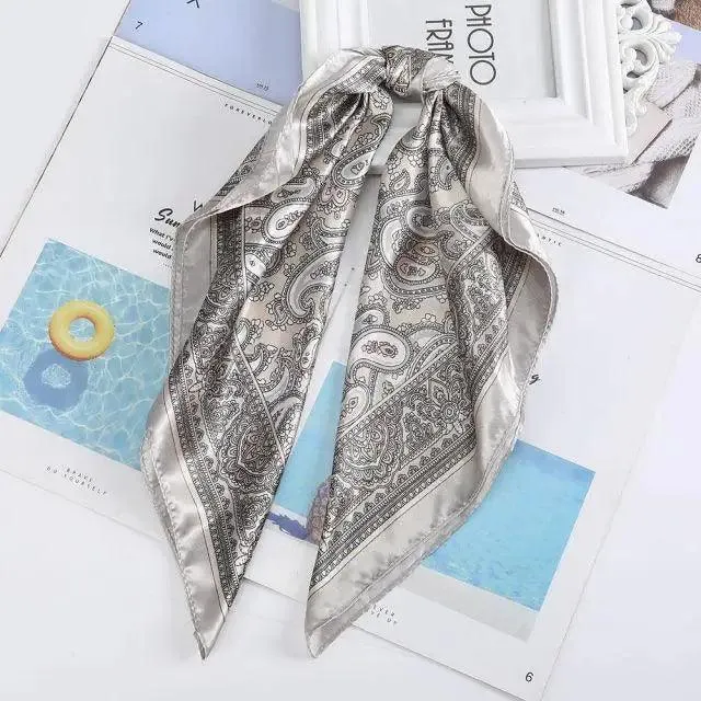 Multi-Functional Square Silk Scarf 60*60cm Headband Hairbands Hair Hoop Accessories For Women,Girl,Lady Head Neck Satin Scarf Handkerchief