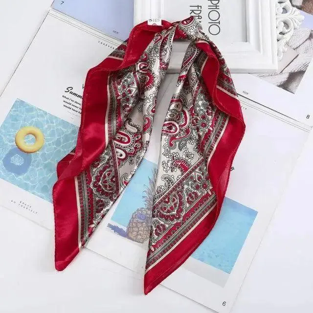 Multi-Functional Square Silk Scarf 60*60cm Headband Hairbands Hair Hoop Accessories For Women,Girl,Lady Head Neck Satin Scarf Handkerchief