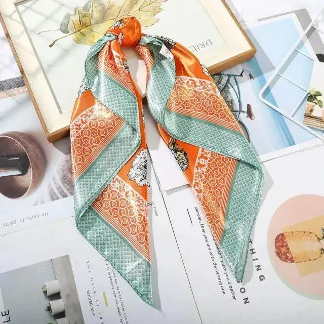 Multi-Functional Square Silk Scarf 60*60cm Headband Hairbands Hair Hoop Accessories For Women,Girl,Lady Head Neck Satin Scarf Handkerchief