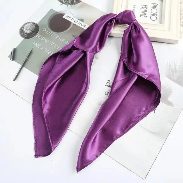 Multi-Functional Square Silk Scarf 60*60cm Headband Hairbands Hair Hoop Accessories For Women,Girl,Lady Head Neck Satin Scarf Handkerchief