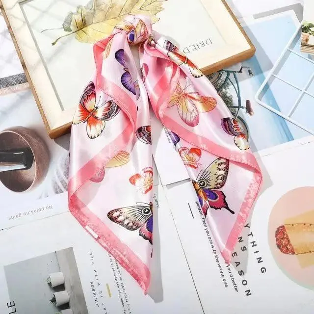 Multi-Functional Square Silk Scarf 60*60cm Headband Hairbands Hair Hoop Accessories For Women,Girl,Lady Head Neck Satin Scarf Handkerchief