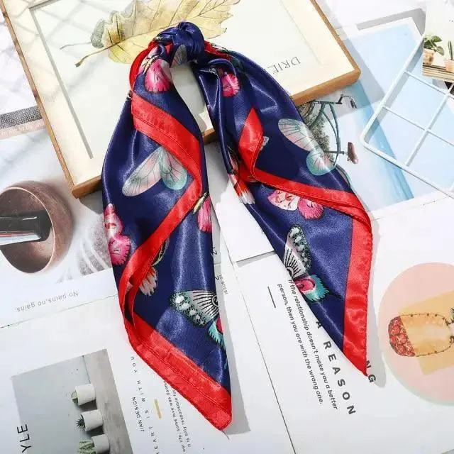 Multi-Functional Square Silk Scarf 60*60cm Headband Hairbands Hair Hoop Accessories For Women,Girl,Lady Head Neck Satin Scarf Handkerchief