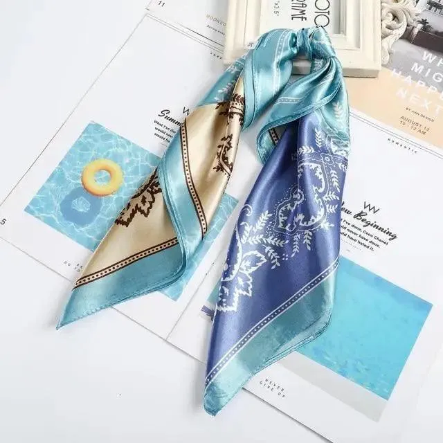 Multi-Functional Square Silk Scarf 60*60cm Headband Hairbands Hair Hoop Accessories For Women,Girl,Lady Head Neck Satin Scarf Handkerchief