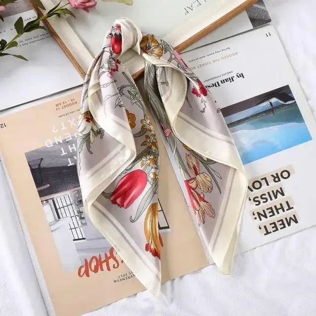 Multi-Functional Square Silk Scarf 60*60cm Headband Hairbands Hair Hoop Accessories For Women,Girl,Lady Head Neck Satin Scarf Handkerchief
