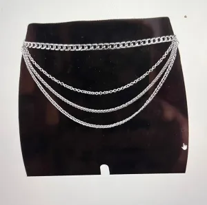 Multi Layered Waist Chain Belt -Rhodium One Size