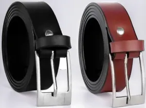 Multi Synthetic Men Casual Leather Black and Brown 2 pcs belts (Combo pack)