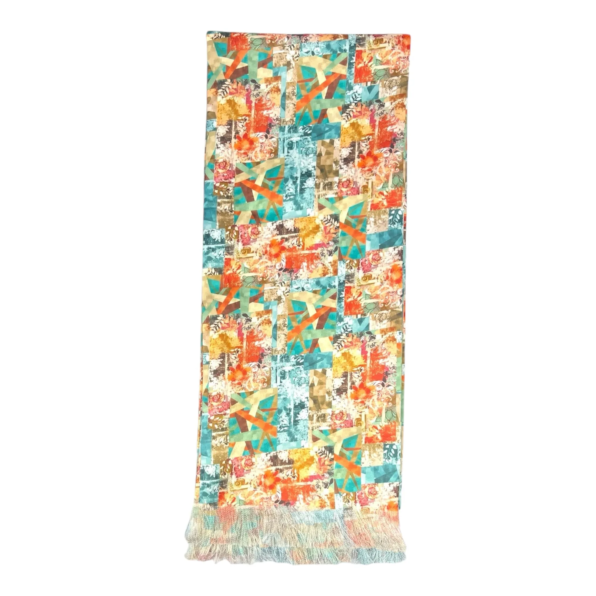 Multicolour Geometric Printed Scarf With Pocket Square