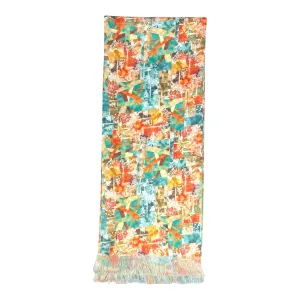 Multicolour Geometric Printed Scarf With Pocket Square
