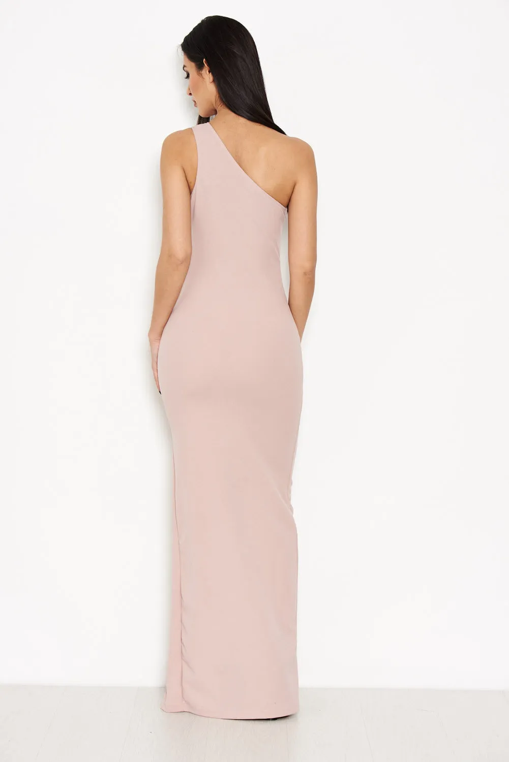 Mushroom Asymmetric Thigh Split Maxi Dress