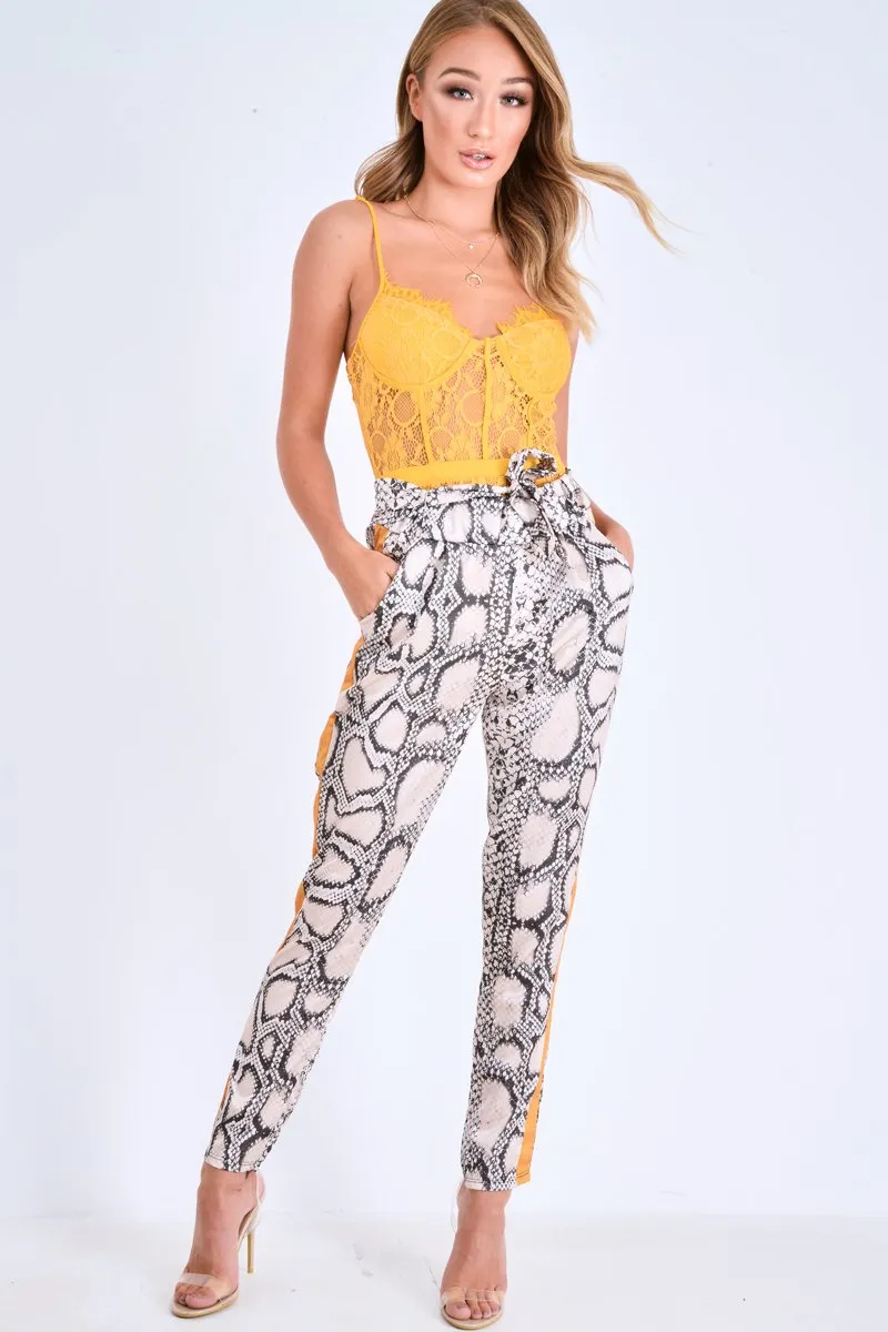 Mustard Lace Flower Bodysuit - Faylen