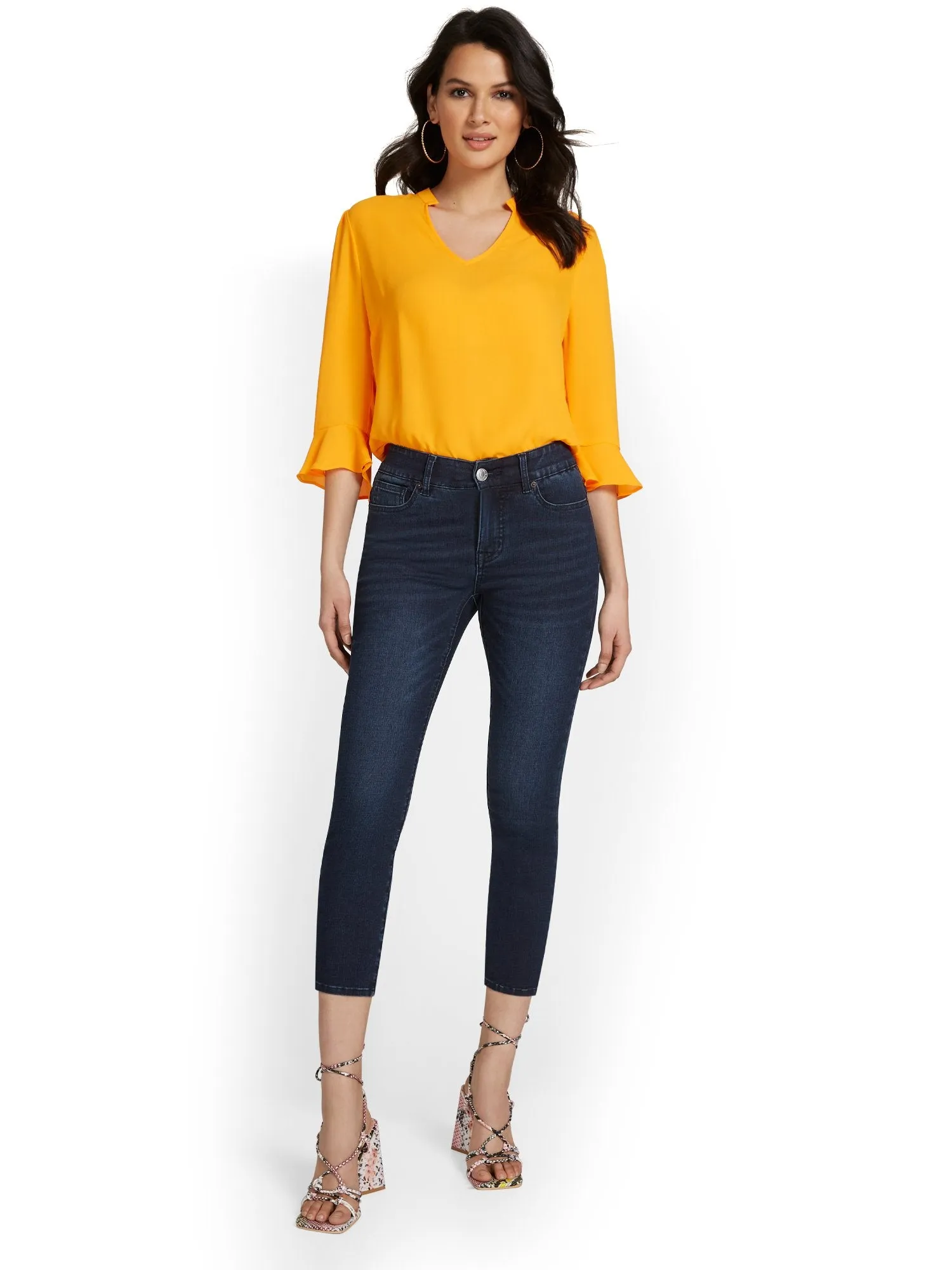 Mya Curvy High-Waisted Sculpting No Gap Super-Skinny Capri Jeans - Dark Blue Wash