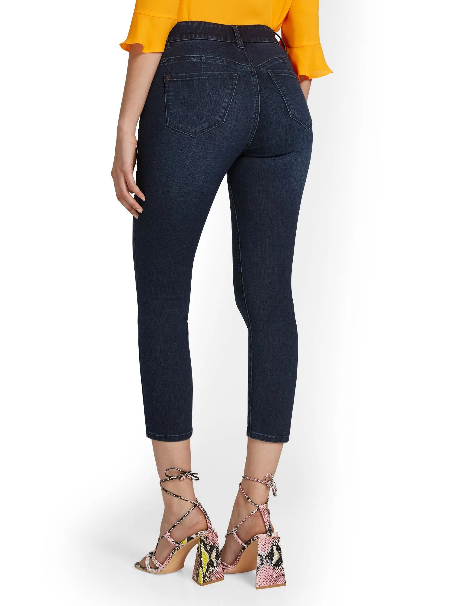 Mya Curvy High-Waisted Sculpting No Gap Super-Skinny Capri Jeans - Dark Blue Wash