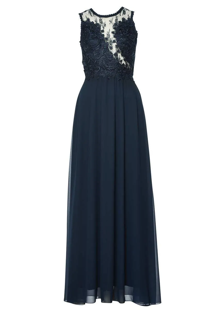 Navy Crochet Top Maxi Dress