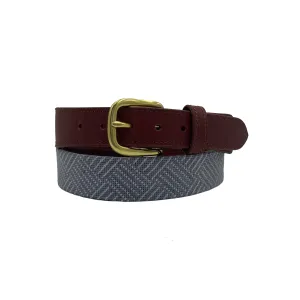 Needlepoint Texture Basketweave Steel Grey and Navy Blue