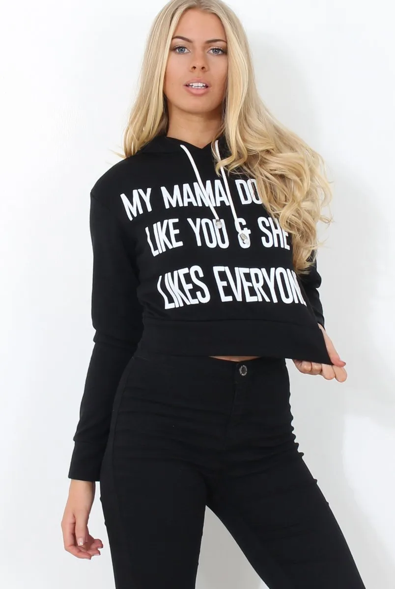 Neem Black Slogan Pullover Hoodie