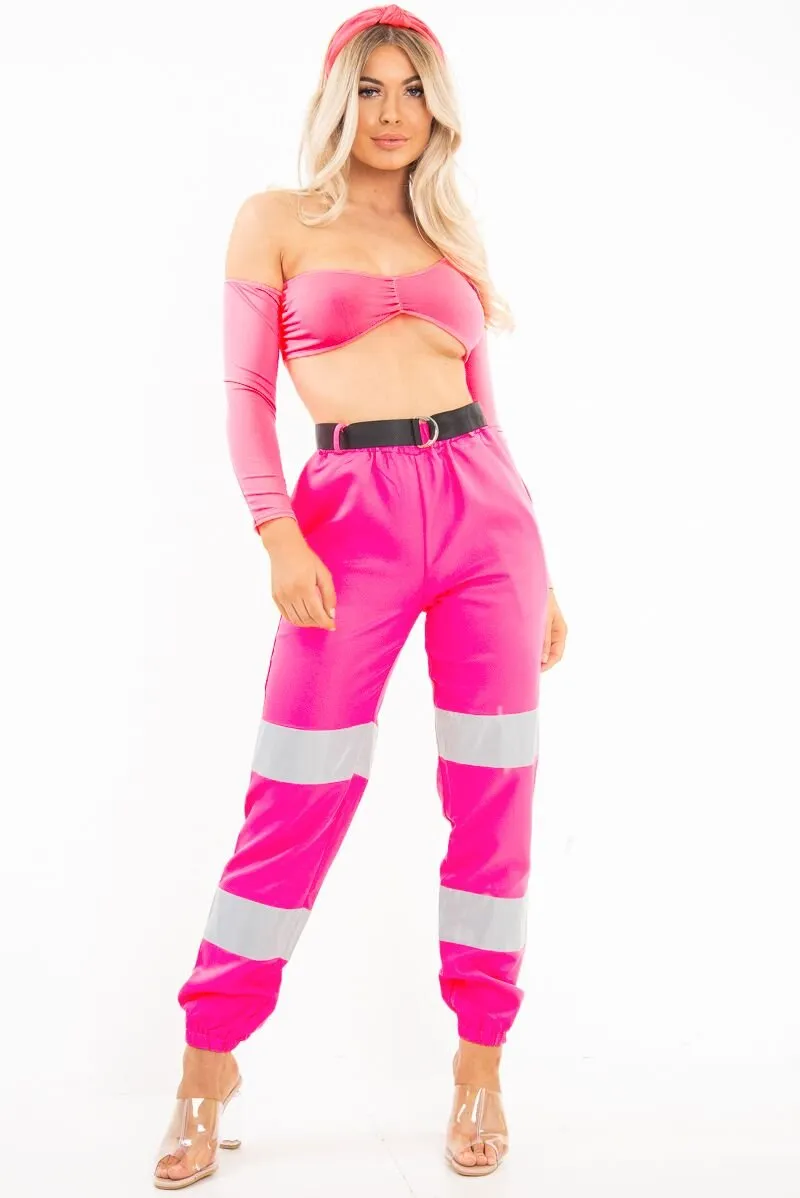 Neon Pink Asymmetric Crop Top - Nicki