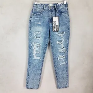 NEW Almost Famous Size 1 Vintage Mom Jeans Ripped Distressed