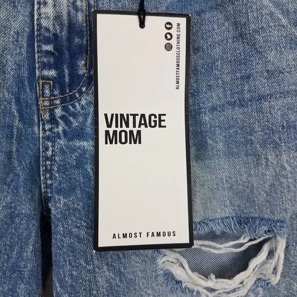 NEW Almost Famous Size 1 Vintage Mom Jeans Ripped Distressed
