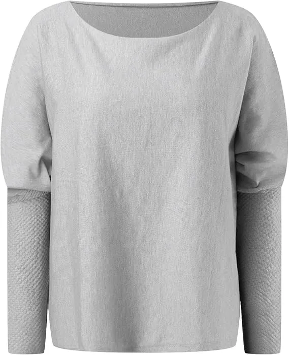 NEW Asymmetric Draped Jumper Baggy Sweater, Fall Sweaters Oversized Off The Shoulder Sweater for Women One Shoulder Tops Elegant Pullover Sweatshirts, Grey, One Size