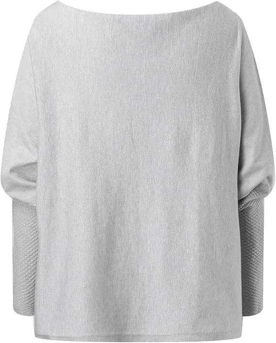 NEW Asymmetric Draped Jumper Baggy Sweater, Fall Sweaters Oversized Off The Shoulder Sweater for Women One Shoulder Tops Elegant Pullover Sweatshirts, Grey, One Size